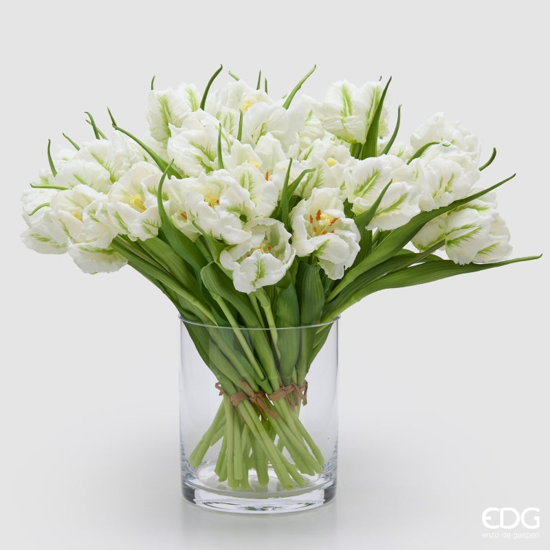 edg enzo de gasperi edg enzo de gasperi bouquete tulipano parrot x3 h 40 cm con bocciolo bianco ean 8059824612649