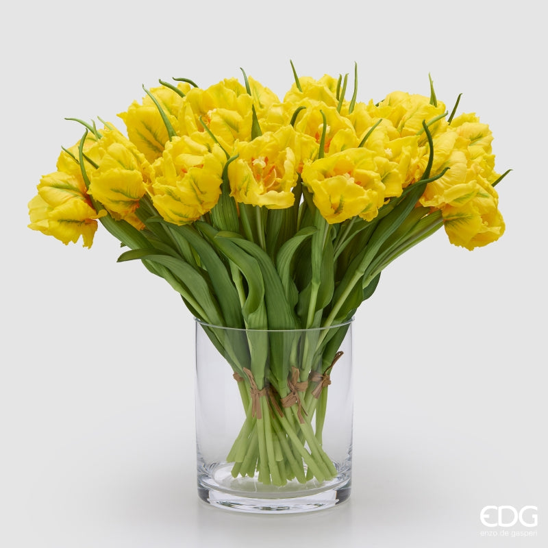 edg enzo de gasperi edg enzo de gasperi bouquete tulipano parrot x3 h 40 cm con bocciolo giallo ean 8059824612663