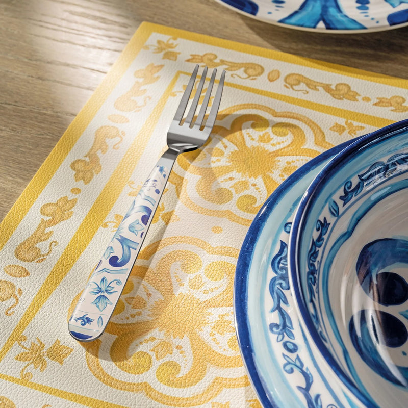 guzzini guzzini set 24 posate blues in acciaio con impugnatura in plastica decorata servizio tavola elegante ean 28194576