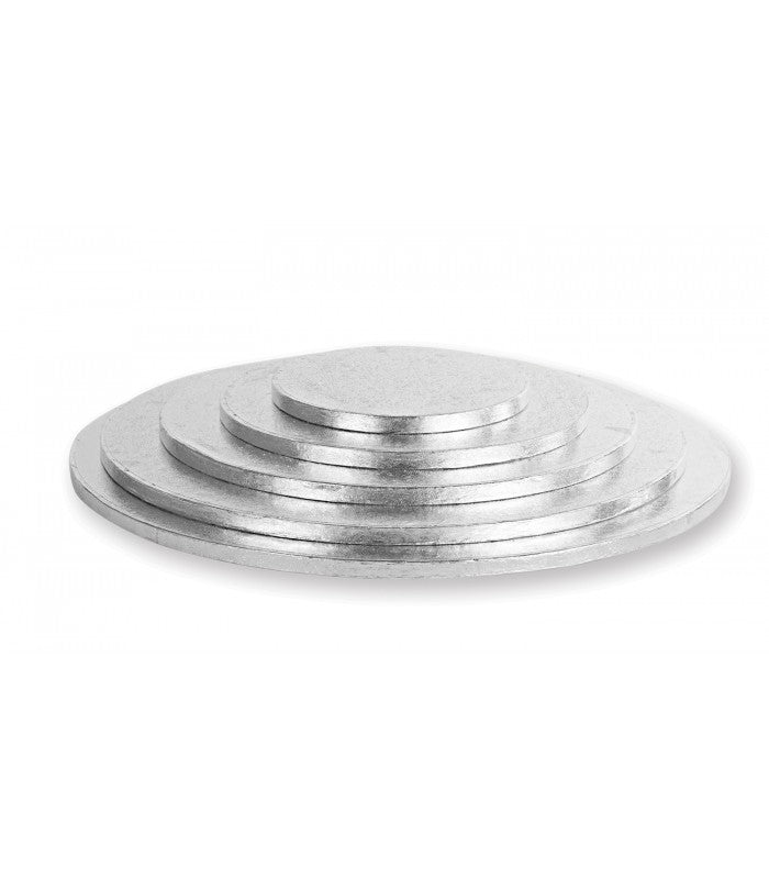 Cakeboard Karma Decora Silver tondo argentato diametro 45cm H1,2cm, cellulosa rivestita alluminio. Base rigida professionale per torte. ean 8024622056179