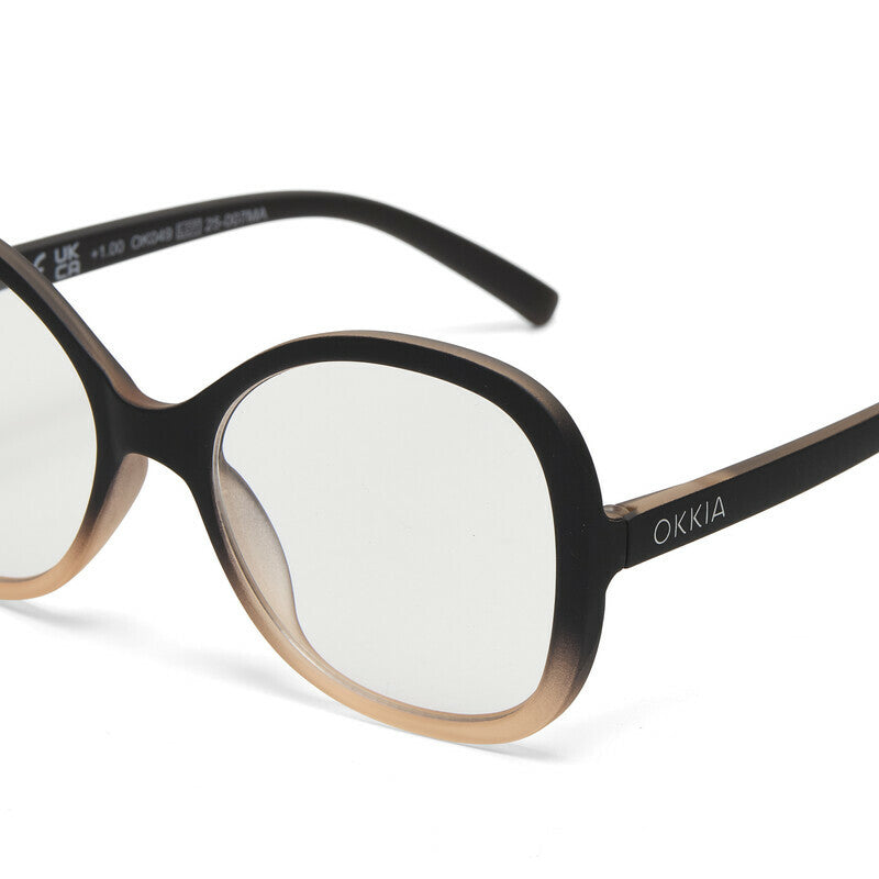 okkia okkia occhiale da lettura mod verona premontato butterfly soft touch spring anti luce blu rosa nero diottrie 2 50 ean 8056211373985