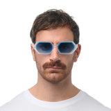 okkia okkia occhiale da sole premontato esagonale mod andrea soft touch translucent clear lenti dark blue ean 8056211375590