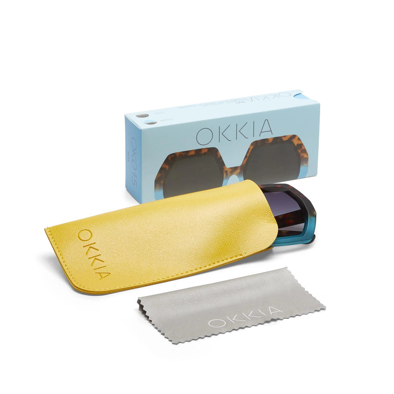 okkia okkia occhiale da sole premontato esagonale mod emma havana blue ean 8055773198036