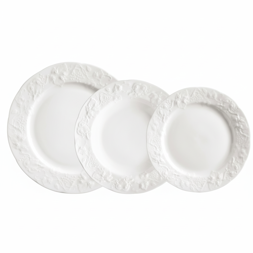 KALEIDOS toscana piatto frutta cm 21 6900121 porcellana bianca rilievi 