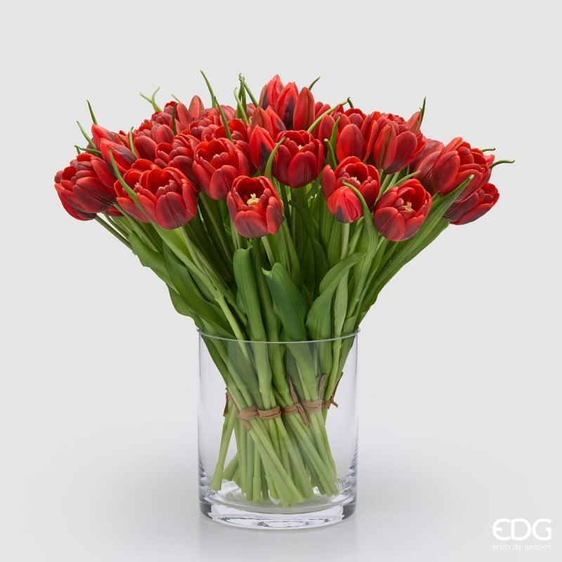 edg enzo de gasperi edg enzo de gasperi bouquete tulipano chiuso x4 h 40 cm con bocciolo rosso grenat ean 8059824612786