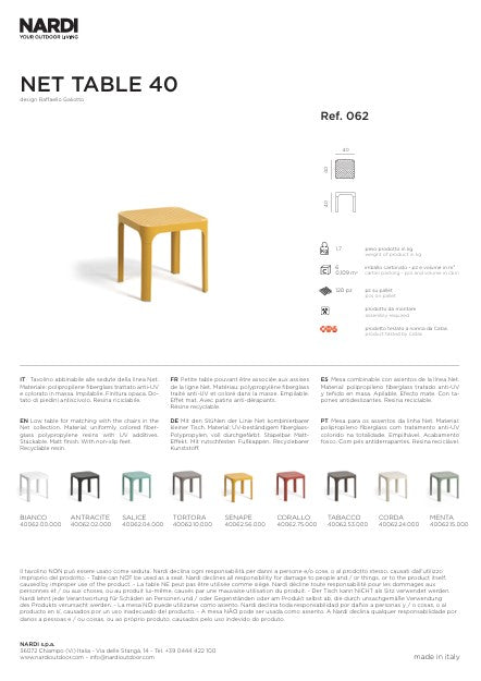 nardi nardi net table 40 menta ean 8010352062153