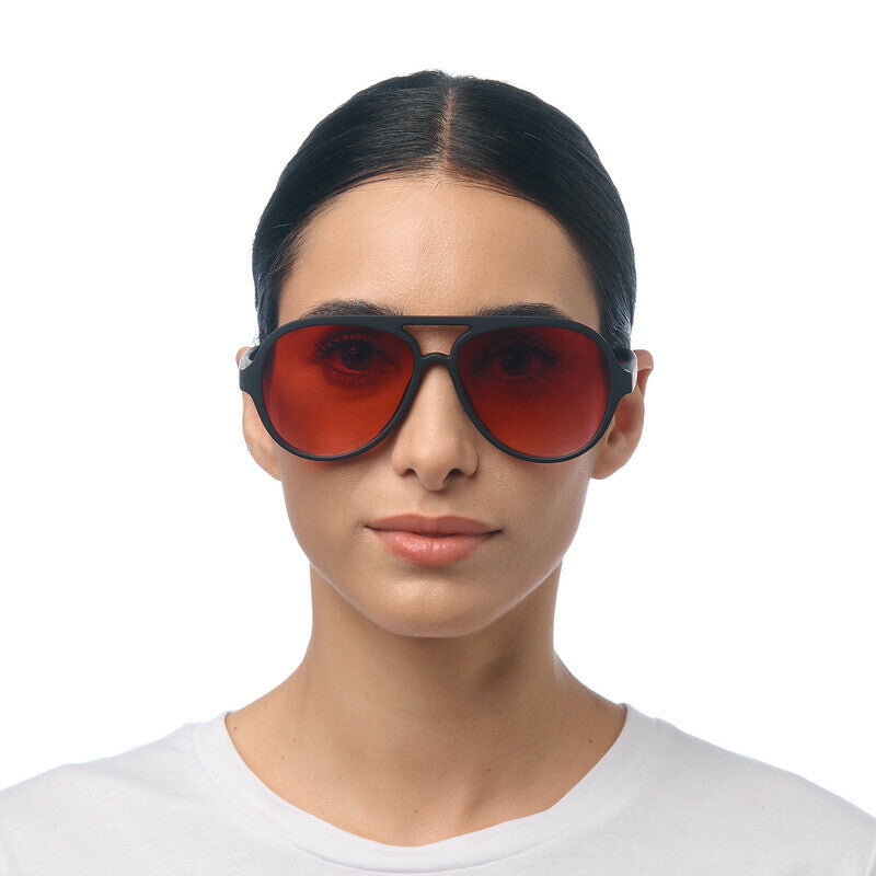 okkia okkia occhiale da sole premontato a forma di goccia mod alessio soft touch black lenti red ean 8056211375576