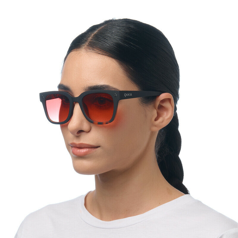 okkia okkia occhiale da sole premontato mod giovanni translucid havana black soft touch con lenti rosso ean 8056211375293