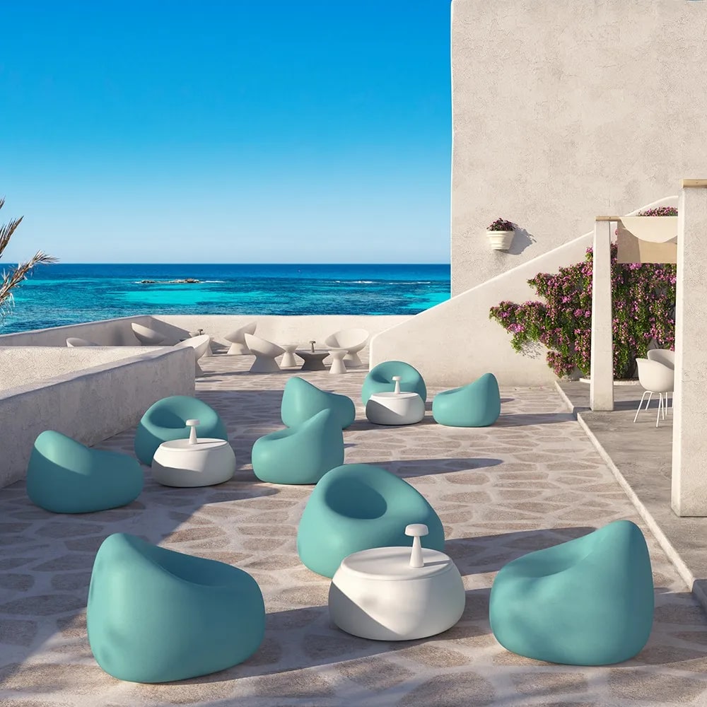 plust plust poltrona boom light indoor outdoor bianco light