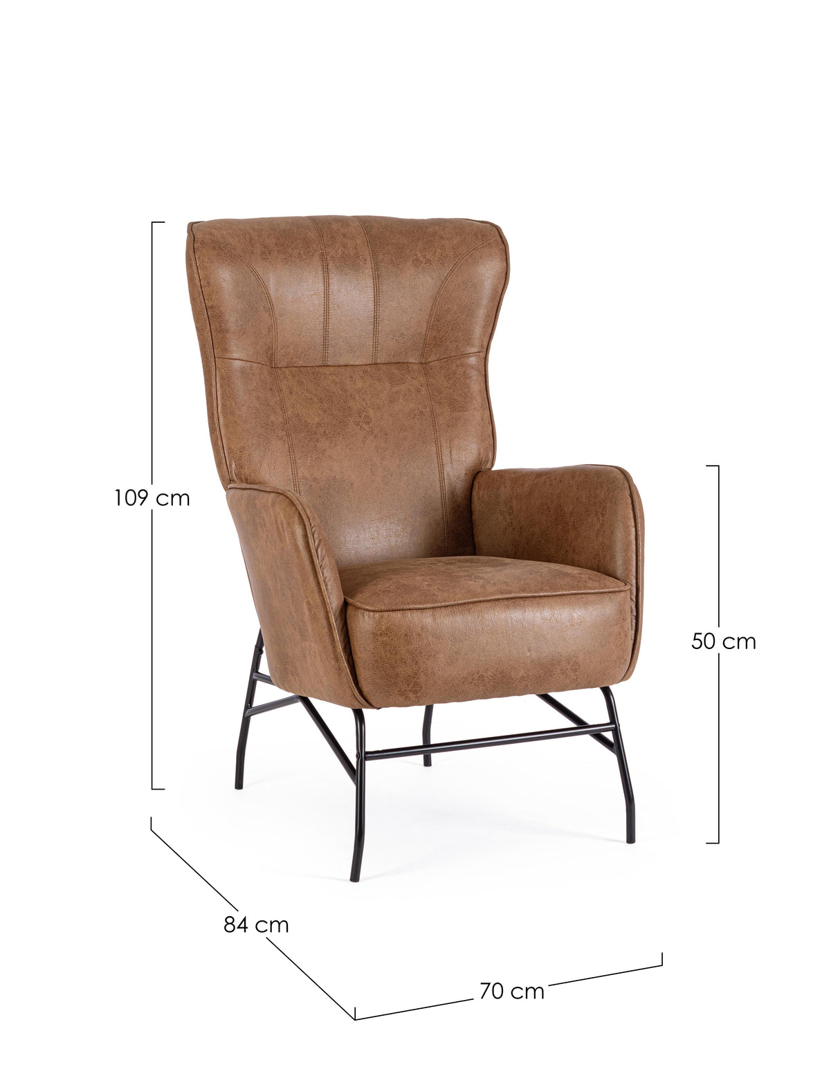 bizzotto bizzotto poltrona nasira h 109 cm l 70 cm p 84 cm ecopelle marrone ean 8051836576544