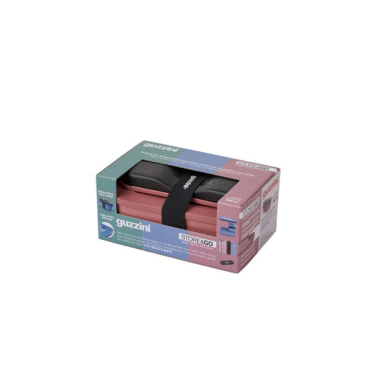 guzzini guzzini set lunch box da viaggio storego con posate rosa ean 8008392402312