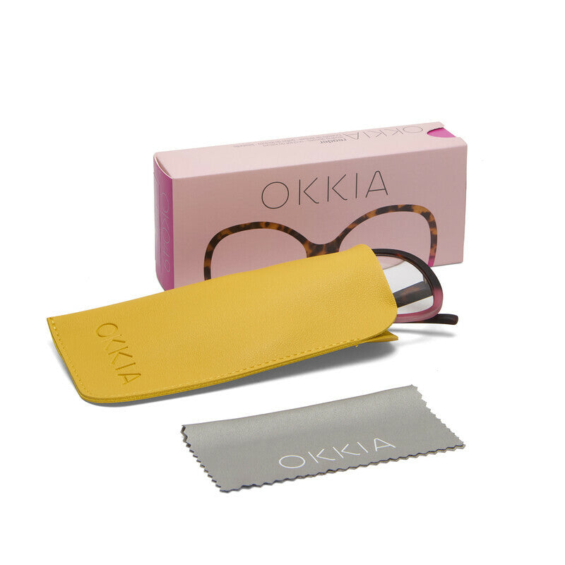 okkia okkia occhiale da lettura mod verona premontato butterfly soft touch spring anti luce blu havana pink diottrie 1 5 ean 8056211374418