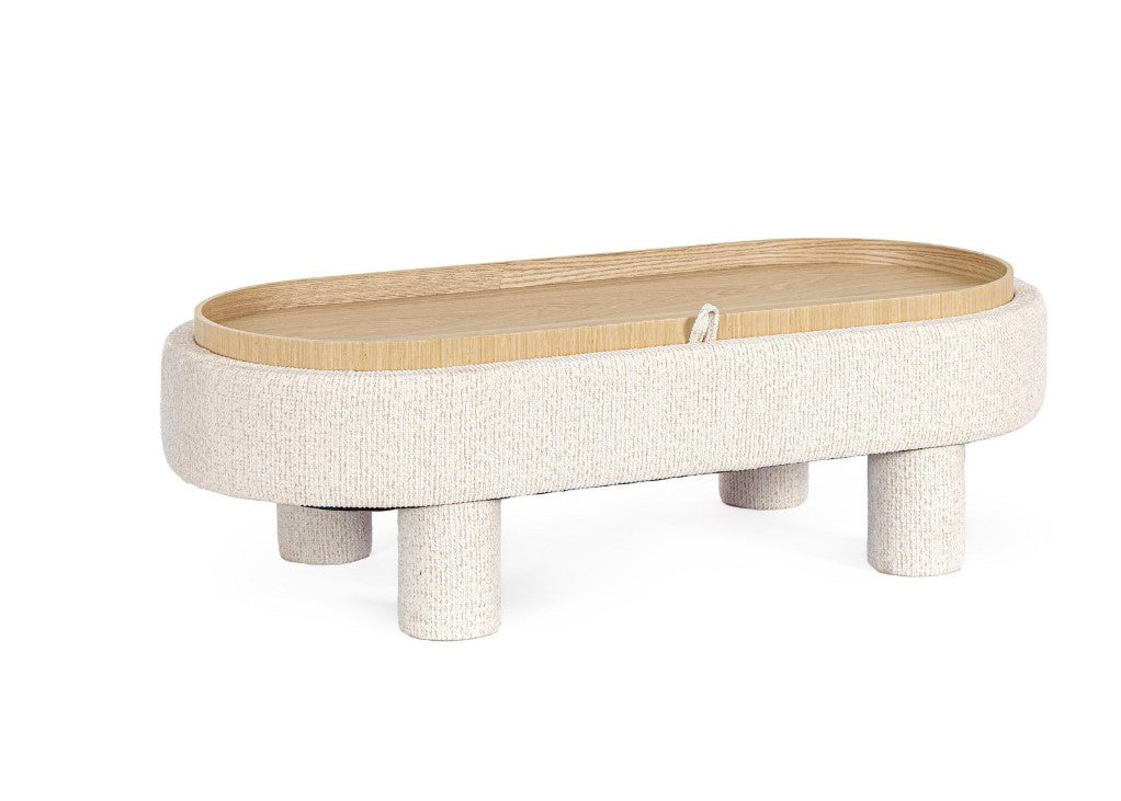 bizzotto bizzotto pouf tanya con vassoio ovale h 33 cm 110 x 50 cm bianco ean 8051836796683