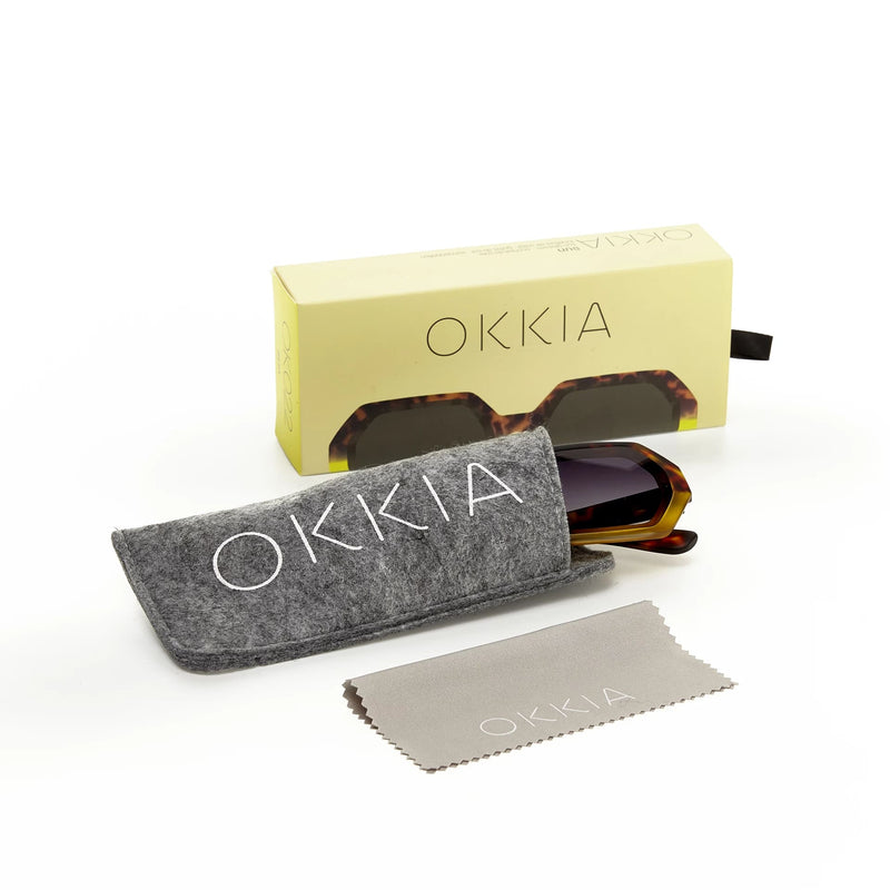 okkia okkia occhiale da sole premontato esagonale mod andrea havana yellow ean 8055773193741