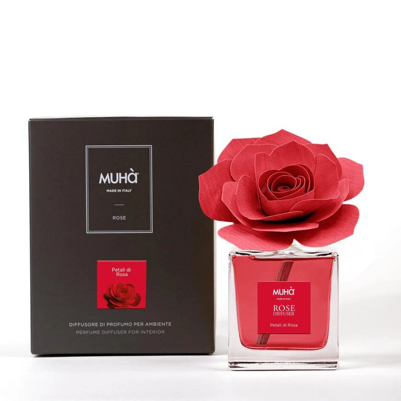 Muhà Diffuseur de Parfum Rose Rouge Pétales de Rose 100 Ml