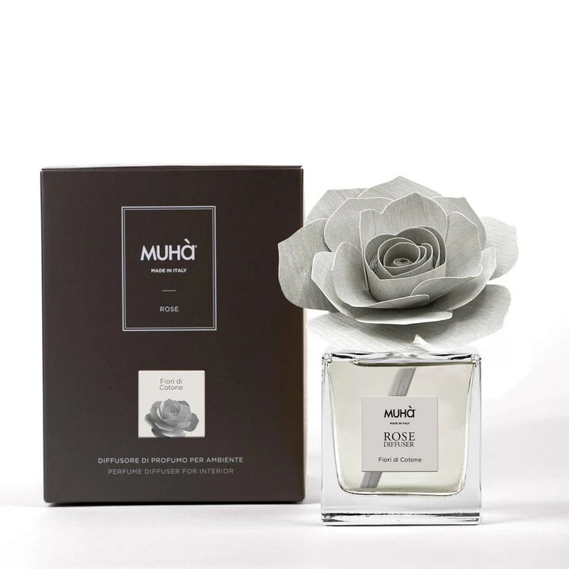 Muhà Diffuseur de Parfum Rose Grise Fleurs de Coton 100ml