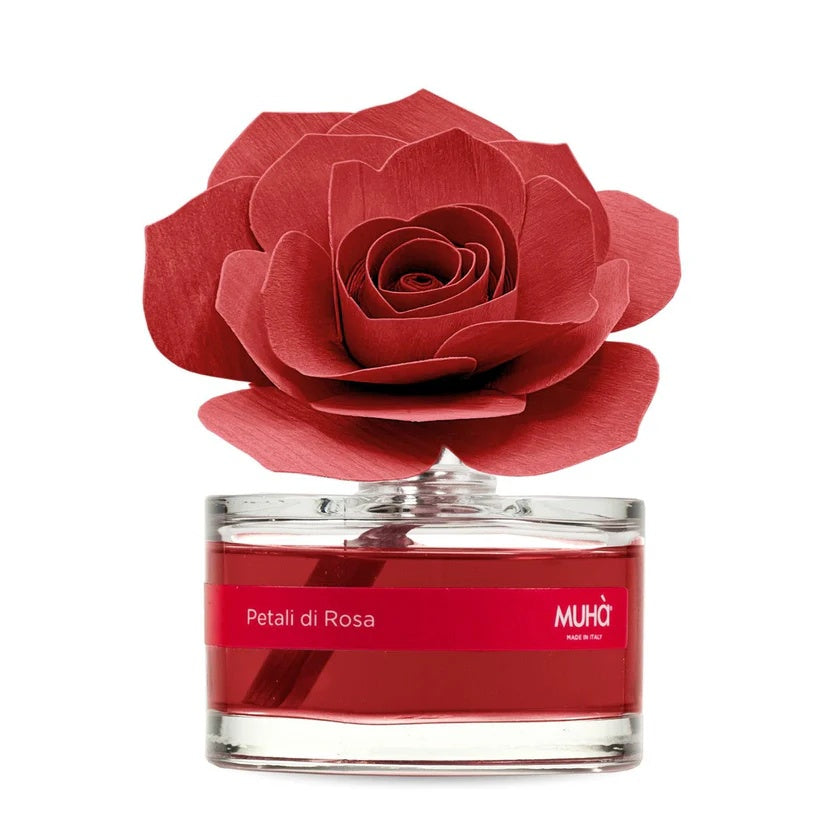 Muhà Diffuseur de parfum Rose Rouge Bombonnière 50ML Pétales de Rose