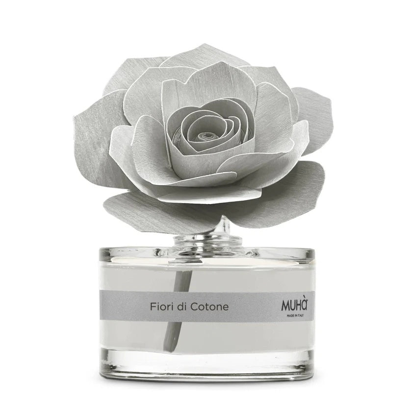 Muhà Diffuseur Parfum Rose Grise Boîte à Bonbons Fleurs de Coton 50 ml