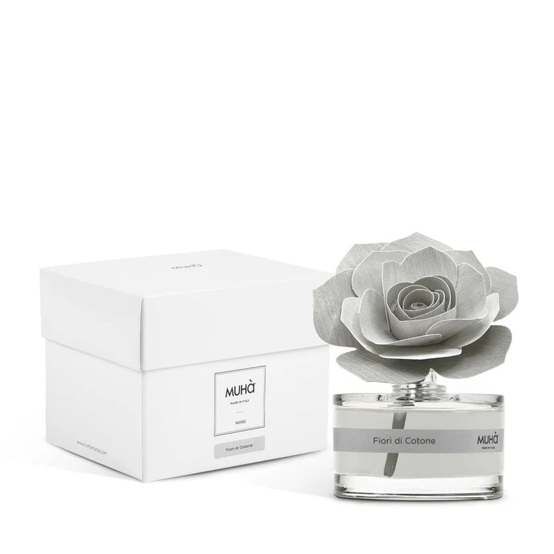 Muhà Diffuseur Parfum Rose Grise Boîte à Bonbons Fleurs de Coton 50 ml