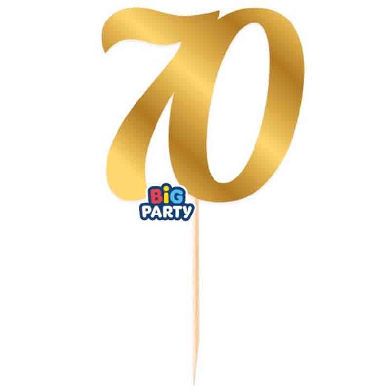 Big Party Mini Cake Topper Num. 70 Or Métal
