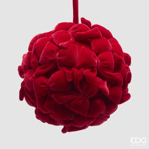 EDG Enzo De Gasperi Palla di Natale con Fiocchi Rossi Ø18 cm – Decorazione per Albero