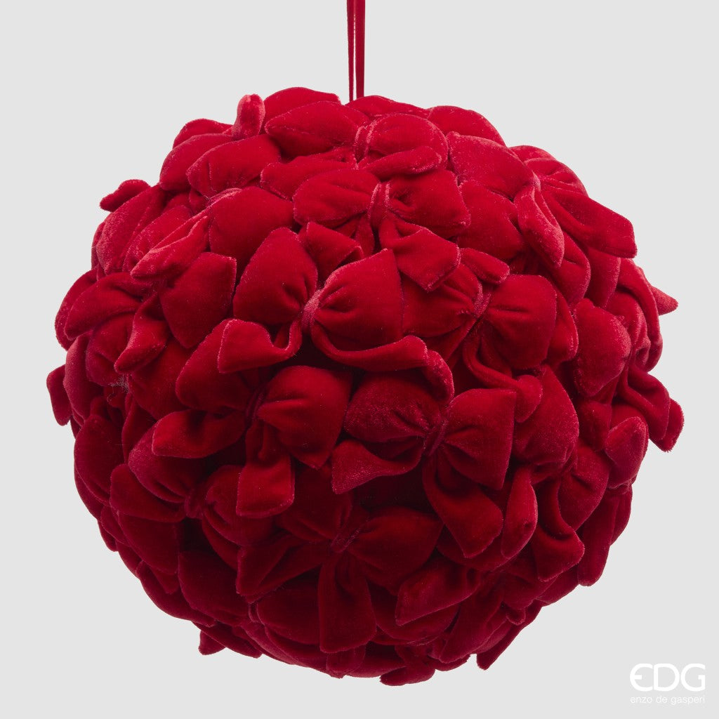 EDG Enzo De Gasperi Palla di Natale con Fiocchi Rossi Ø22 cm – Decorazione per Albero