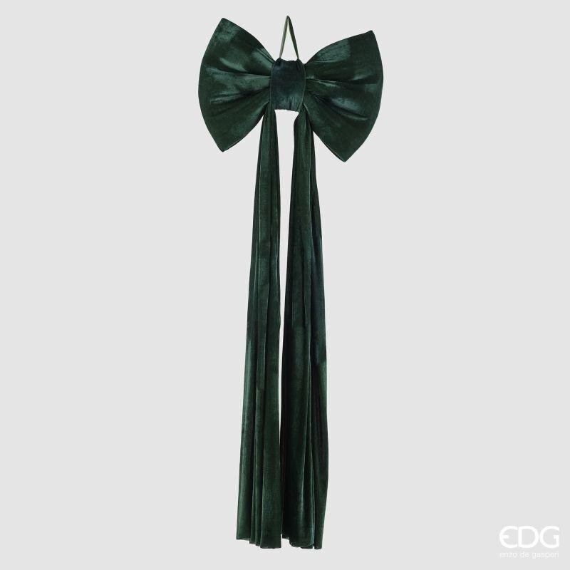 EDG Enzo De Gasperi Fiocco Natalizio in Velluto H210x80 cm Verde Scuro – Addobbo di Natale
