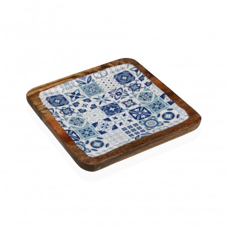 Plateau carré Azurite en bois de manguier