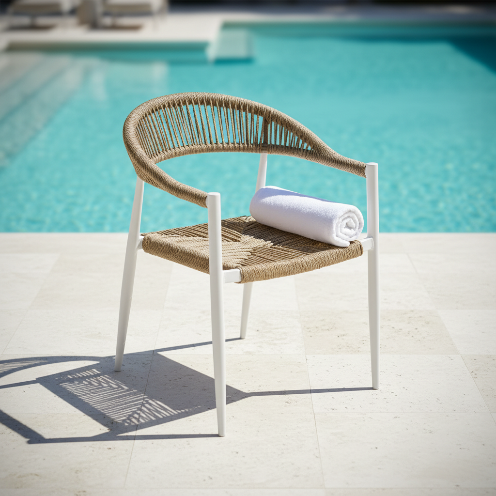 Poltrona Milano Bianco/Paglia – Bordo piscina