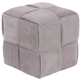 Pouf Dimo Brady en Velours à Côtes Tressé, Gris Clair