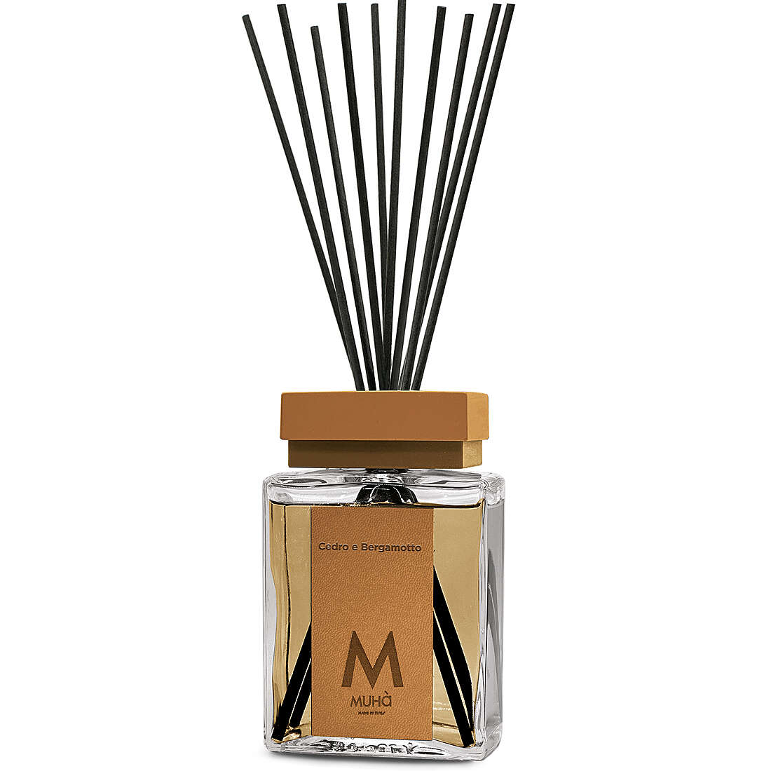 Muhà Luxe Diffuseur de Parfum d'Ambiance avec Bâtonnets Cèdre et Bergamote 500 ml