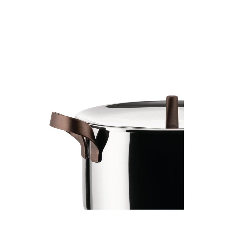Alessi EDO Faitout bas D 24 cm à deux anses en acier inoxydable et PVD marron