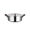 Alessi EDO Faitout bas D 24 cm à deux anses en acier inoxydable et PVD marron