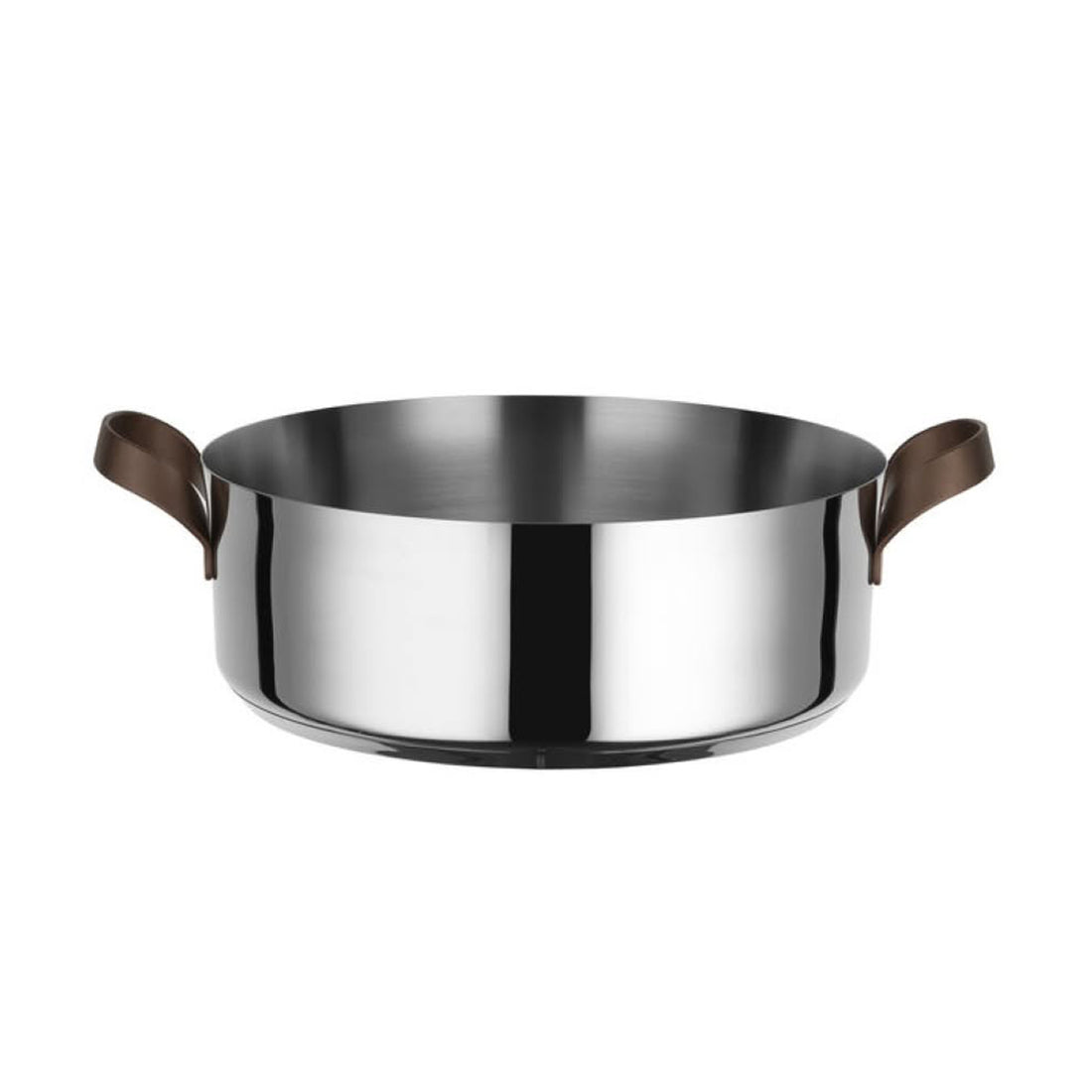 Alessi EDO Faitout bas D 24 cm à deux anses en acier inoxydable et PVD marron