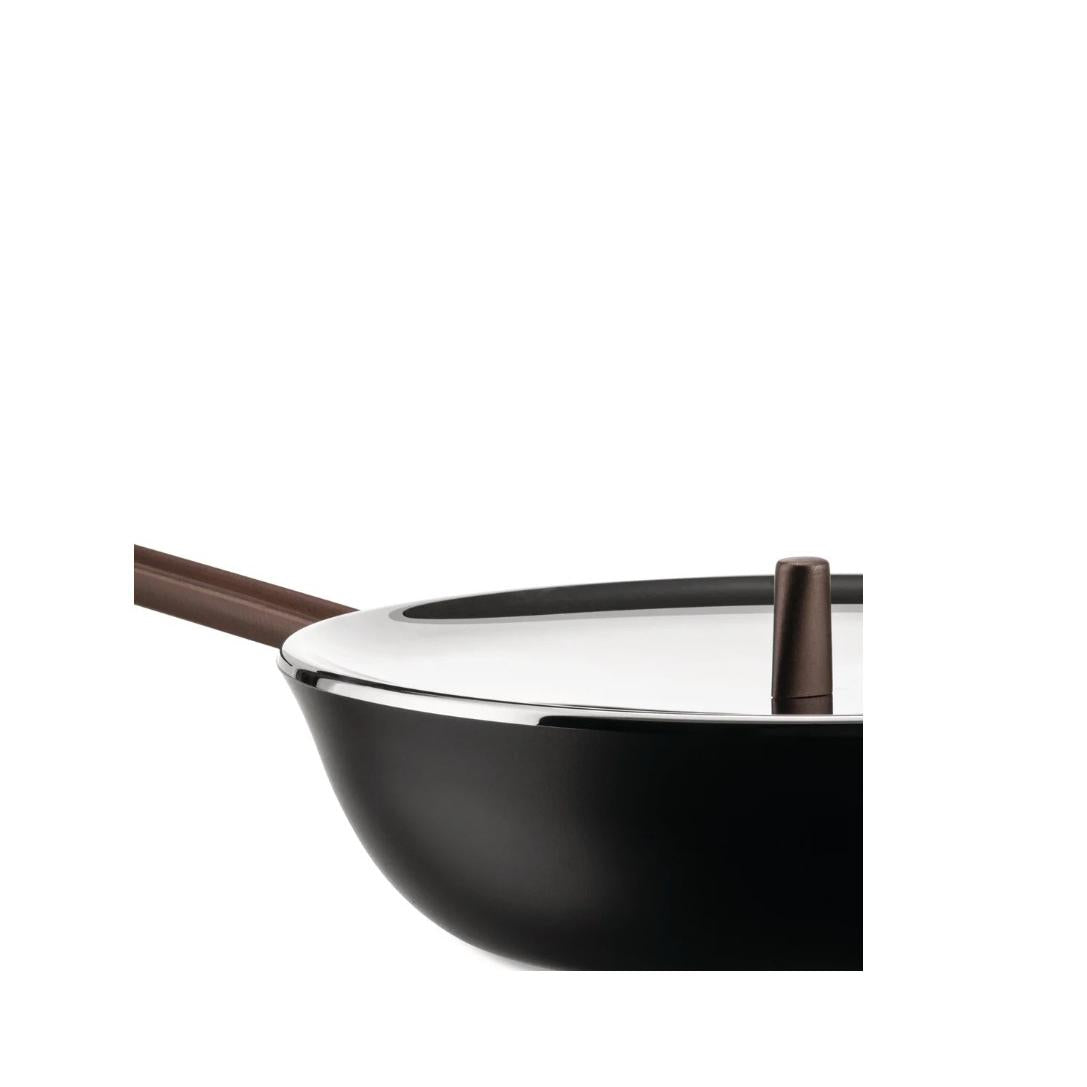 Poêle Haute Alessi Edo 28 cm Marron avec Longue Poignée – Poêle en Acier au Design Élégant