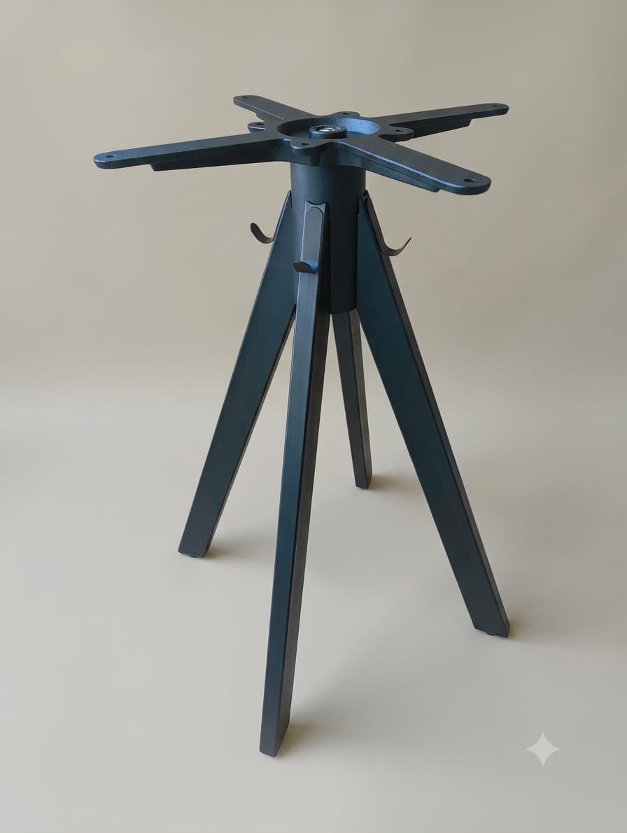 Moia Greenwood Piètement de table 4 branches Acier Noir 60x60 H72 Professionnel
