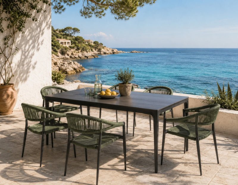 Moia Greenwood Alghero Table d'extérieur Anthracite Grès Gris 180×90 cm