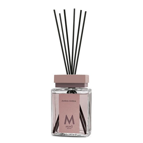 Muhà Luxe Parfum Diffuseur d'Ambiance avec Bâtonnets Ambre Antique 500 ml