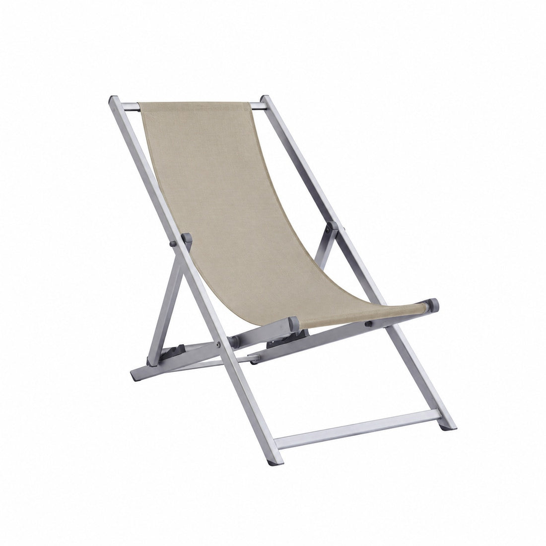 Moia Greenwood Chaise longue de plage Sable Aluminium Textilène 100 cm