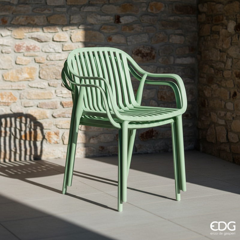 Sedia Righe Verde Chiaro – Impilate