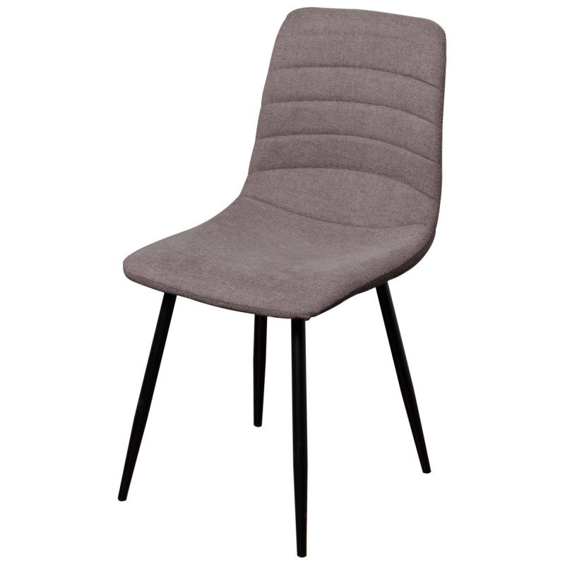 Chaise Dimo Livia en Tissu Taupe Clair, Pieds Noirs