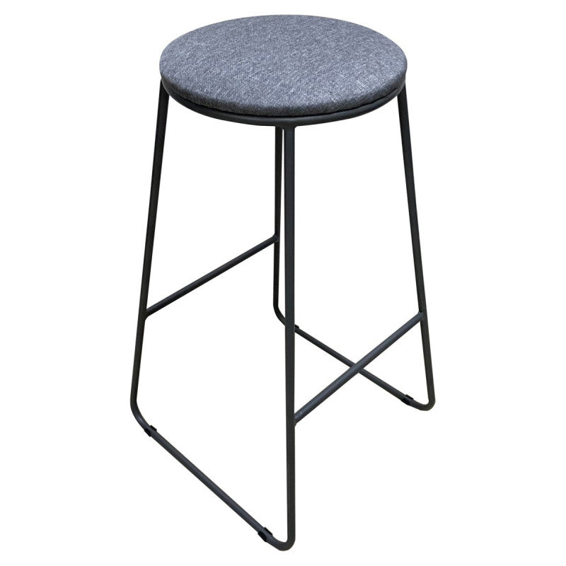 Dimo Sgabello Colby Seduta Rotonda in Tessuto Grigio Gambe Grigie