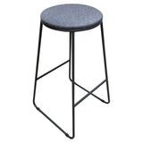 Di.Mo Tabouret Colby Assise Ronde en Tissu Gris Pieds Gris