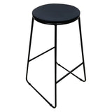 Di.Mo Tabouret Colby Assise Ronde en Tissu Noir Pieds Noirs