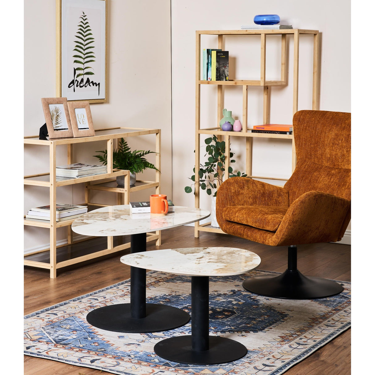 Fauteuil Melania Dimo en Tissu Ocre