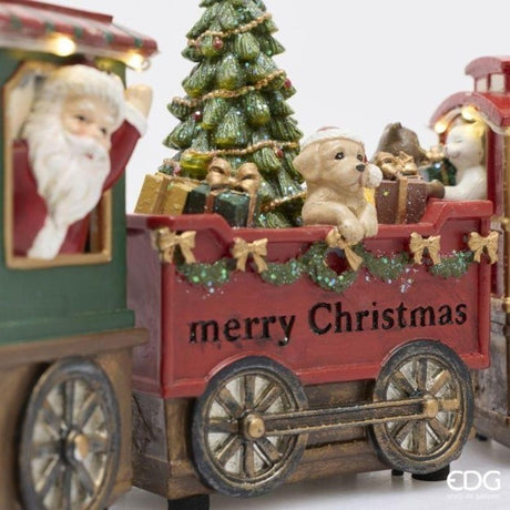 EDG Enzo De Gasperi Treno Babbo Natale con Musica e LED H15x37 cm – Decorazione Natalizia Luminosa