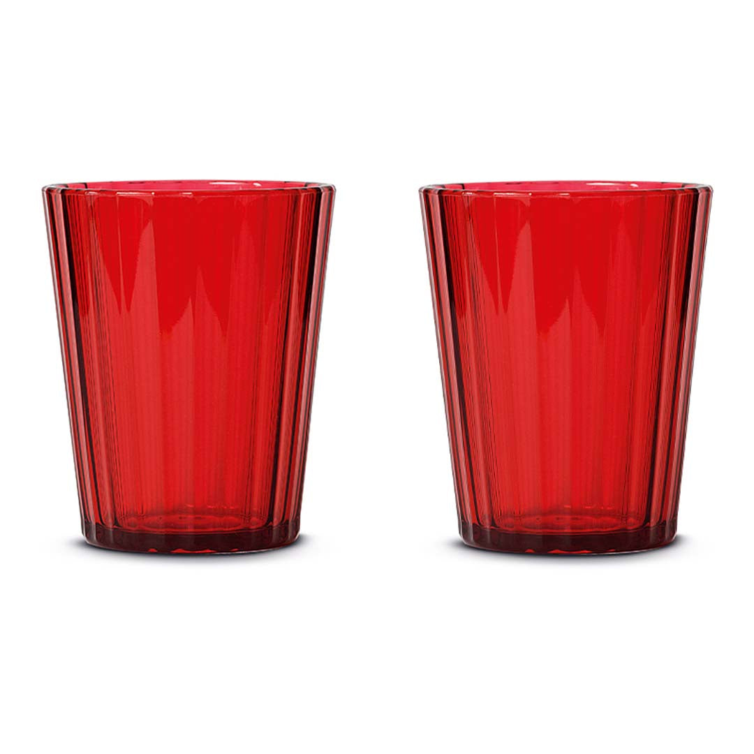 WD Lifestyle Set 2 Bicchieri in Acrilico Rosso 370 ml – Bicchieri da Tavola Design Moderno