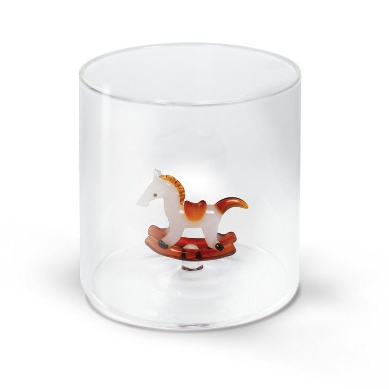 WD LifeStyle Verre Verre Borosilicaté 250 ml Décor Cheval à Bascule