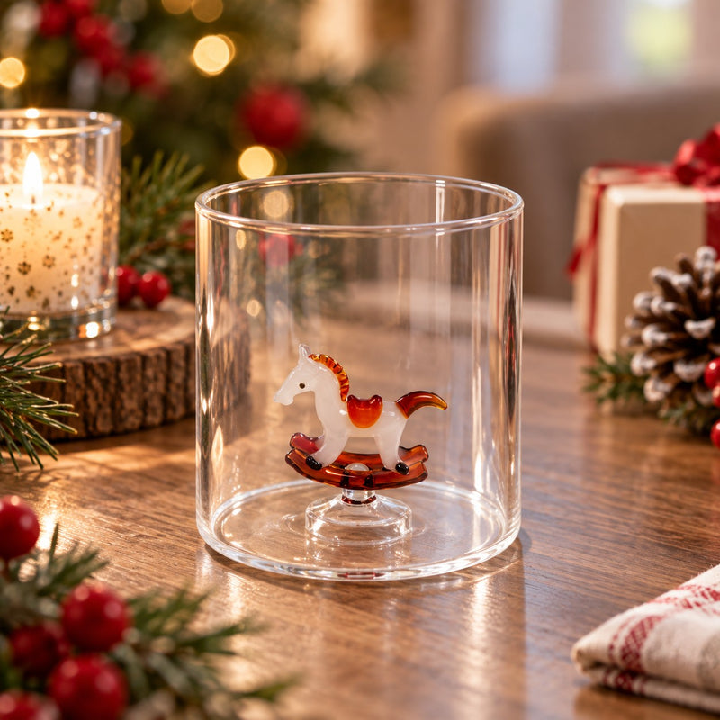 WD LifeStyle Verre Verre Borosilicaté 250 ml Décor Cheval à Bascule