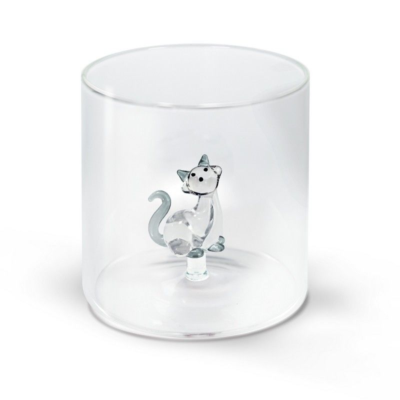 WD LifeStyle Verre Verre Borosilicaté Cc 250 ml Décor Chat Pelote